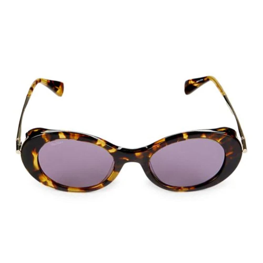 Max Mara Oval Sunglasses Havana Purple lenses